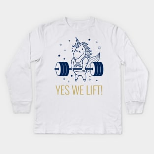 Yes We Lift - Unicorn Kids Long Sleeve T-Shirt